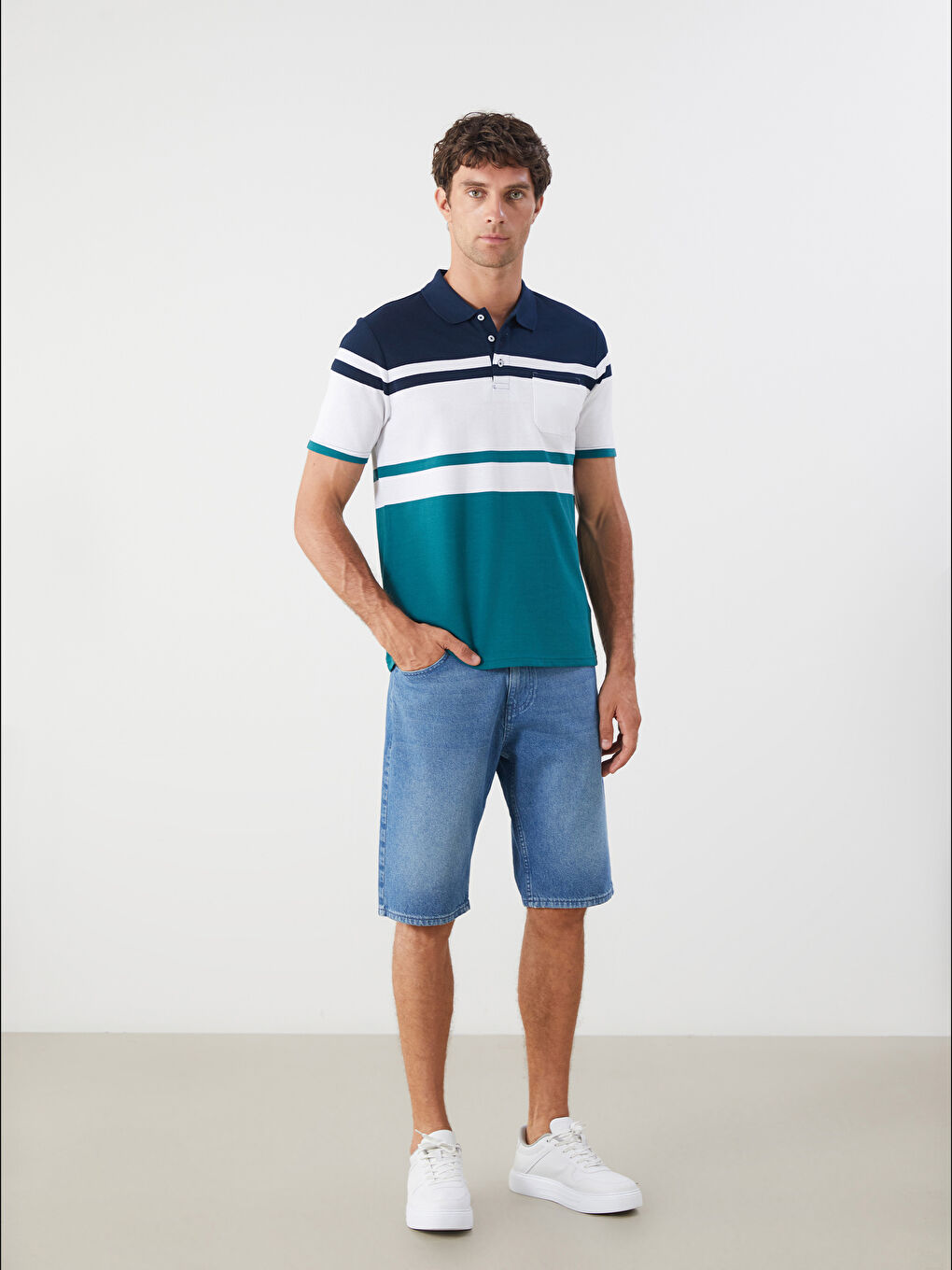 LCWAIKIKI Classic Polo Neck Striped Pique Men's T-Shirt -S5JF72Z8-LGS