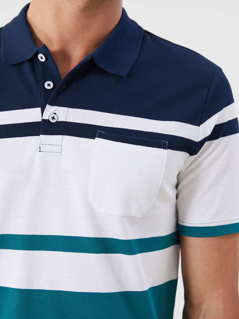 LCWAIKIKI Classic Polo Neck Striped Pique Men's T-Shirt -S5JF72Z8-LGS