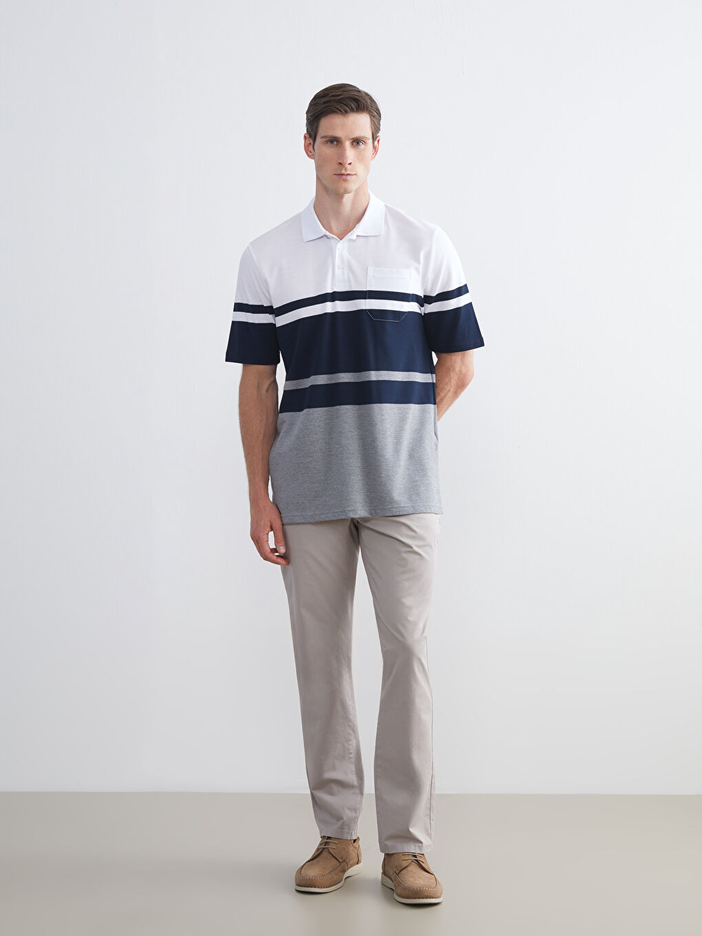 LCWAIKIKI Classic Polo Neck Striped Pique Men's T-Shirt -S5JF72Z8-LJX