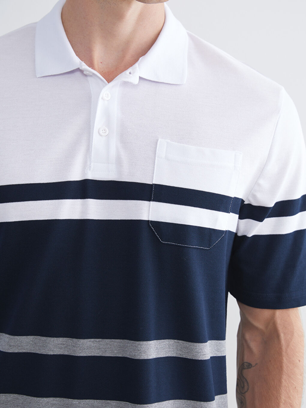 LCWAIKIKI Classic Polo Neck Striped Pique Men's T-Shirt -S5JF72Z8-LJX