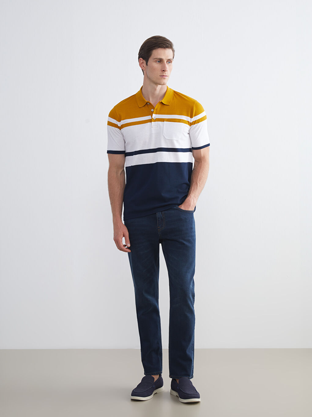 LCWAIKIKI Classic Polo Neck Striped Pique Men's T-Shirt -S5JF72Z8-LKA