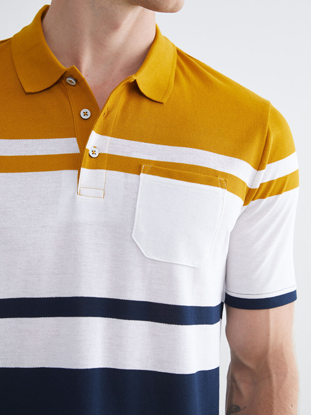 LCWAIKIKI Classic Polo Neck Striped Pique Men's T-Shirt -S5JF72Z8-LKA