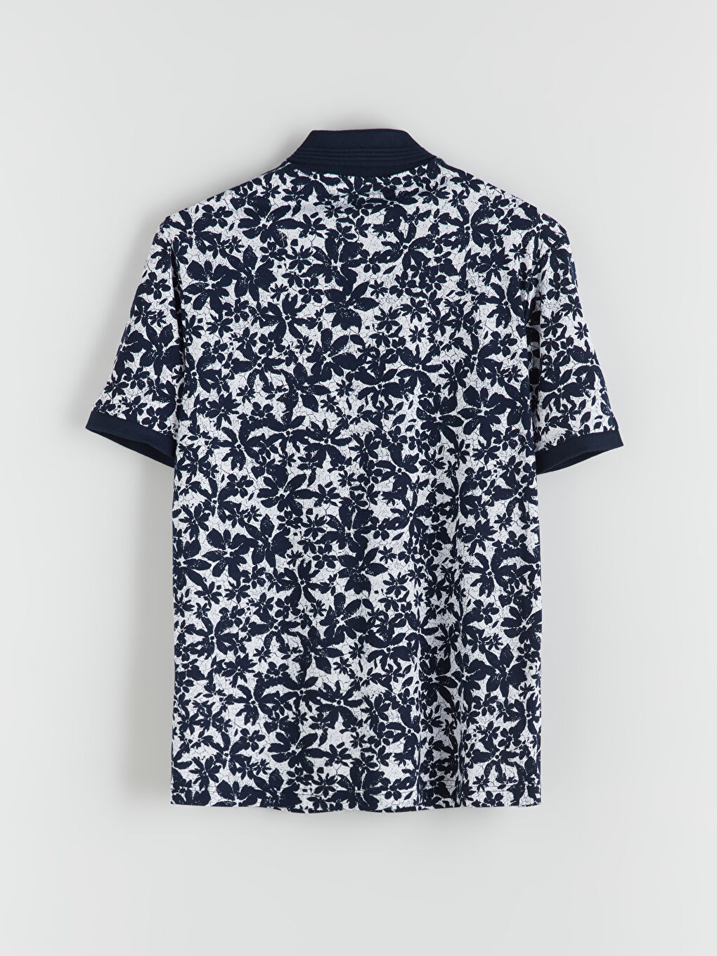 Lacivert Polo Yaka Desenli Penye Erkek Tişört-5