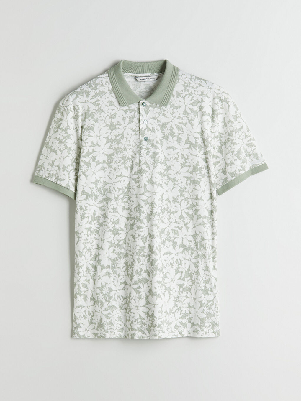 Yeşil Polo Yaka Desenli Penye Erkek Tişört-4