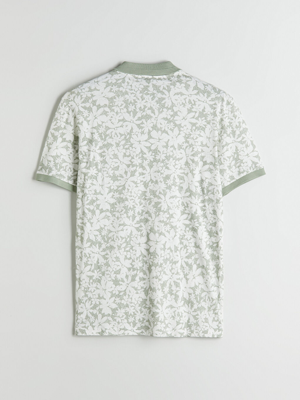 Yeşil Polo Yaka Desenli Penye Erkek Tişört-5