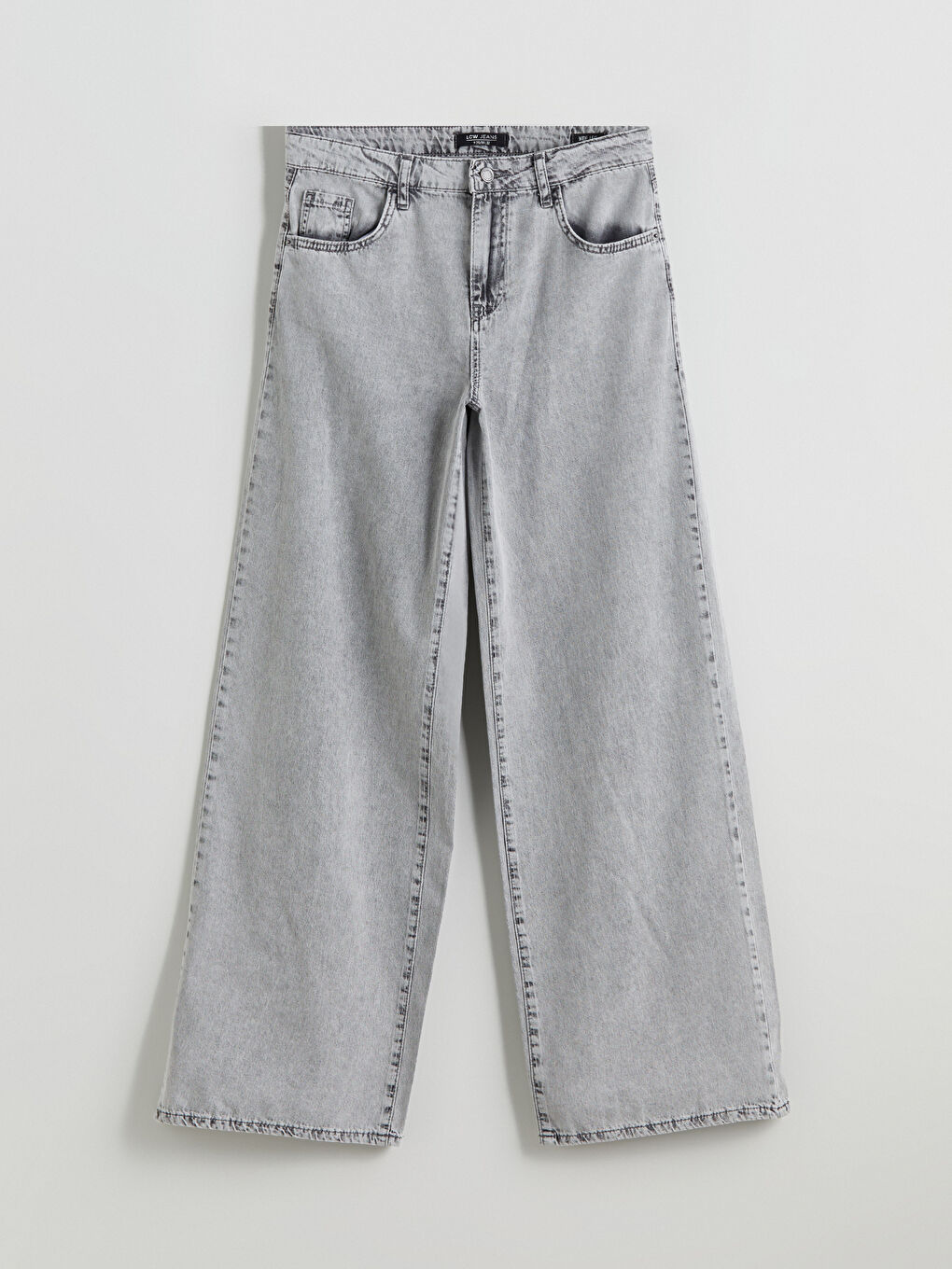 Gri Wideleg Kadın Jean Pantolon-4