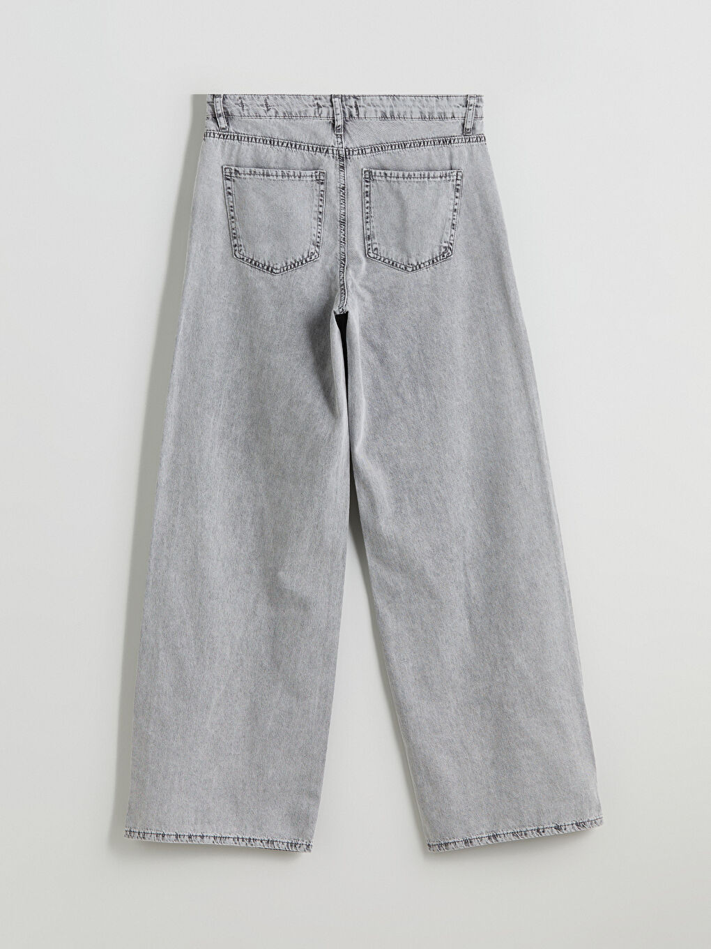 Gri Wideleg Kadın Jean Pantolon-5