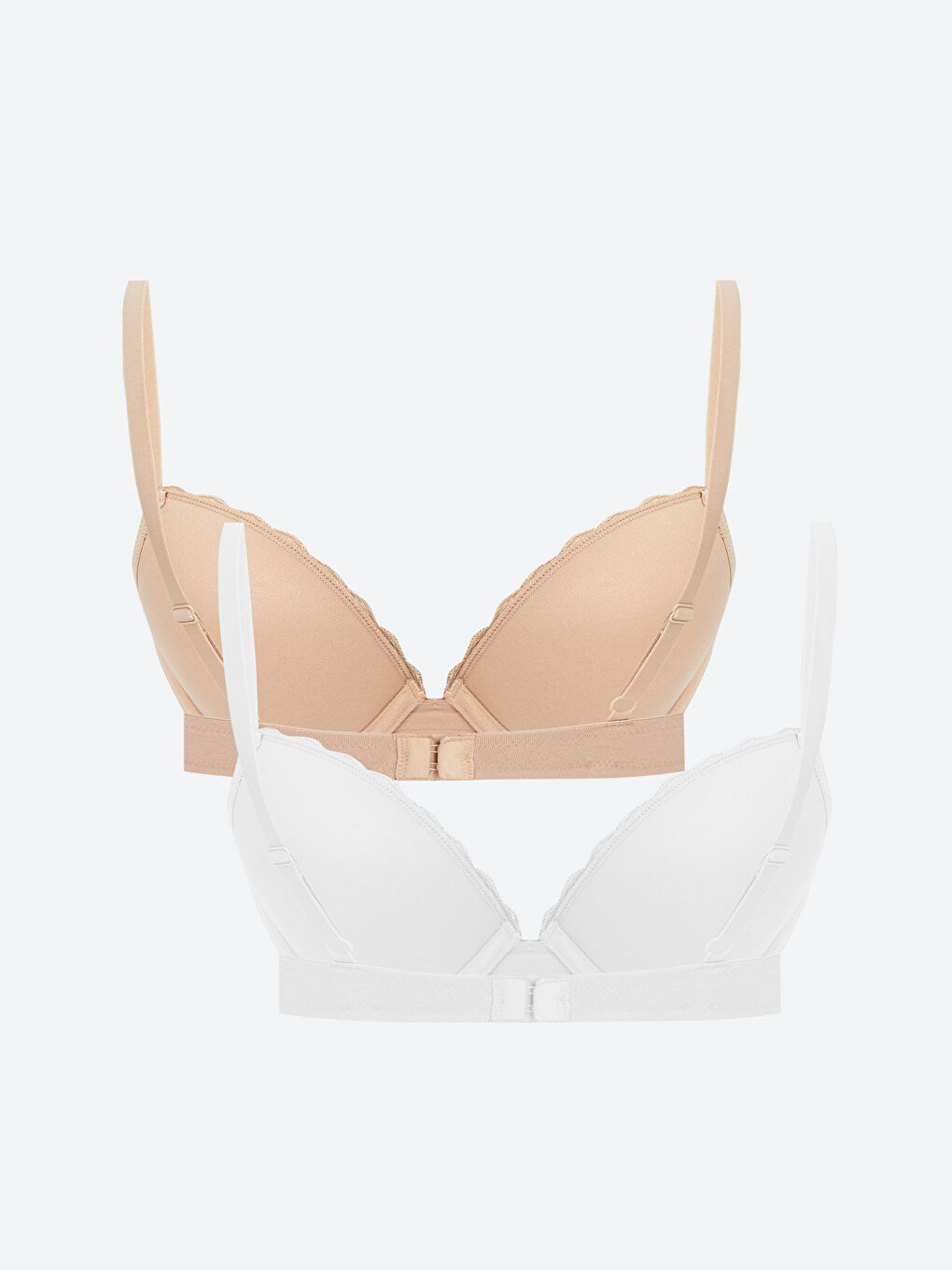 Beyaz Balenli Dolgusuz Düz Tişört Sütyen 2'li-3