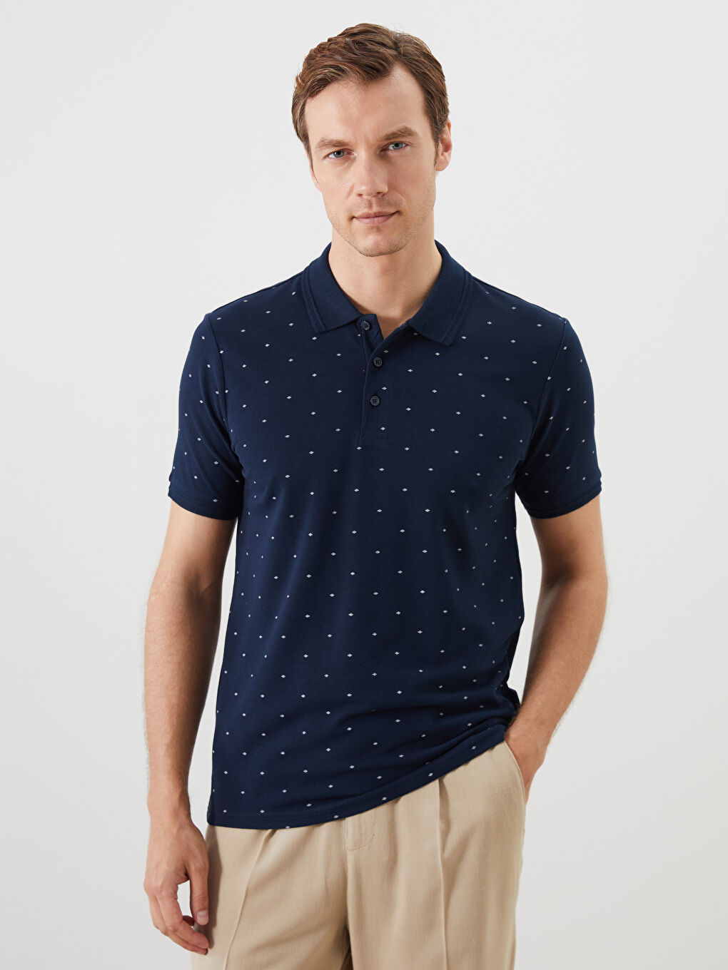 LCWAIKIKI Classic Polo Neck Patterned Pique Men's T-Shirt -S5JG00Z8-DWP