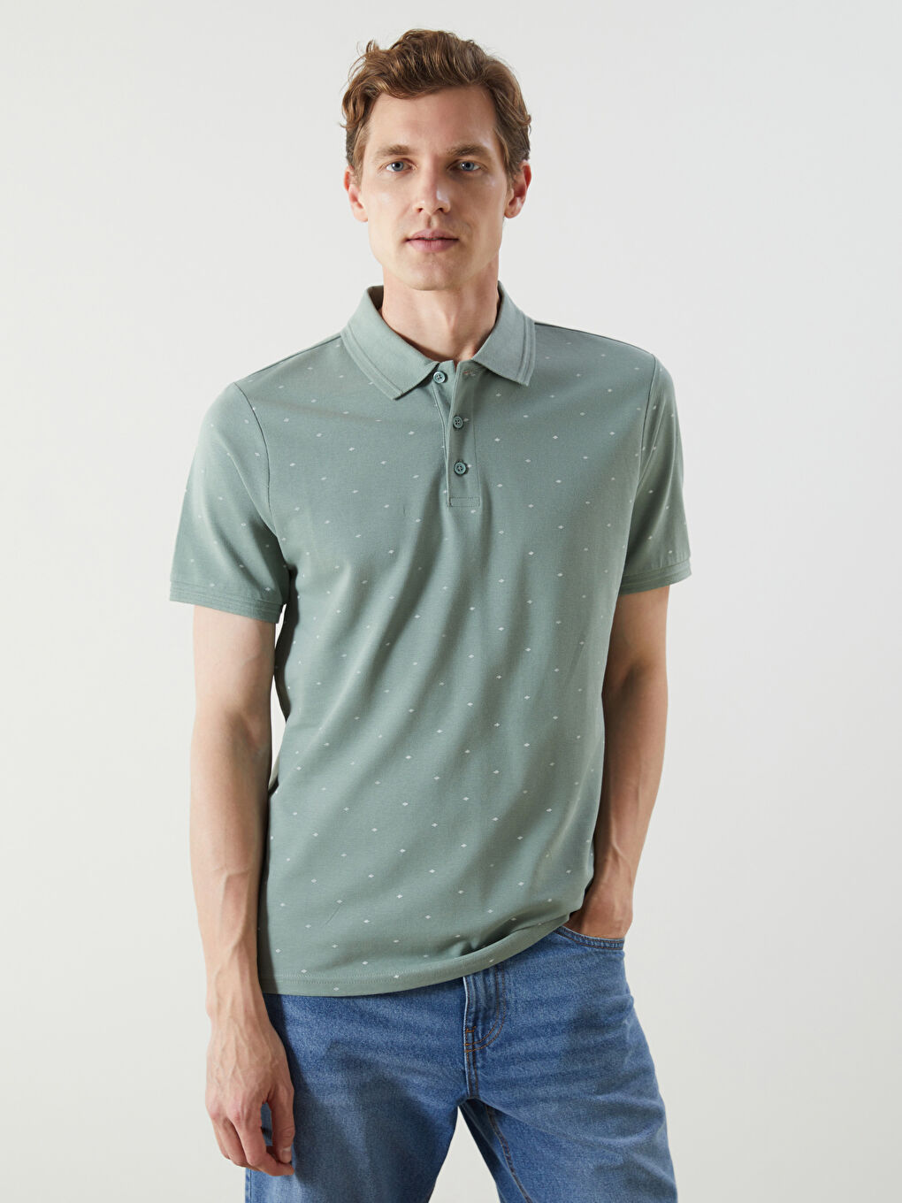 Polo Neck Patterned Pique Men's T-Shirt