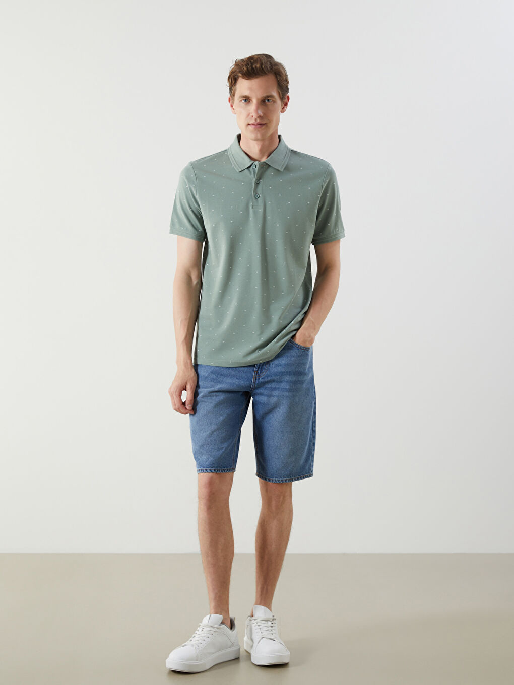 Polo Neck Patterned Pique Men's T-Shirt-1