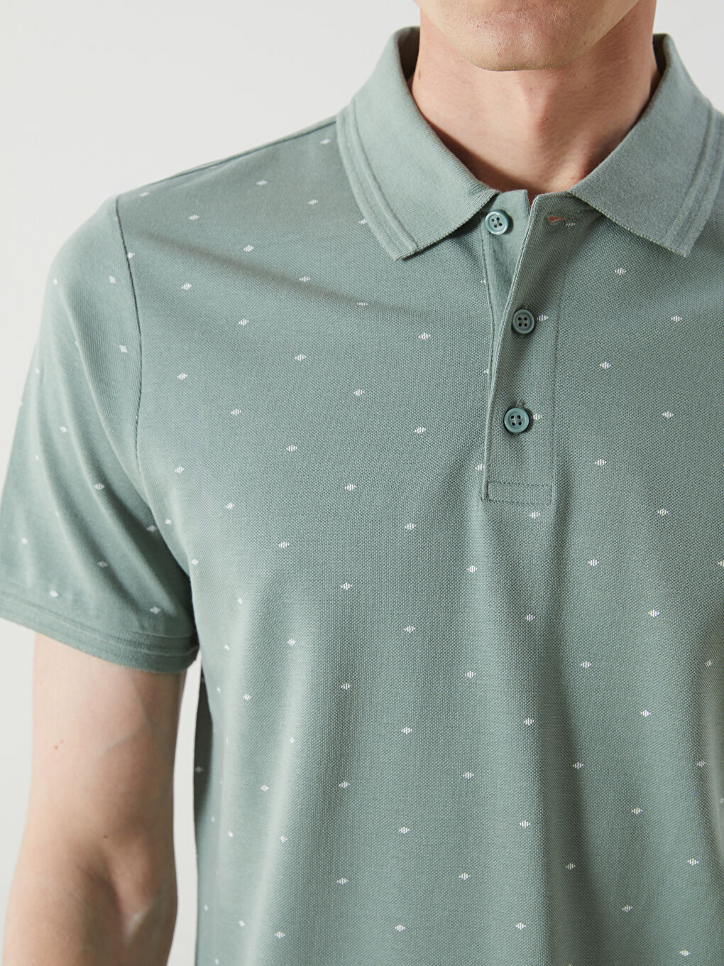 Polo Neck Patterned Pique Men's T-Shirt-2