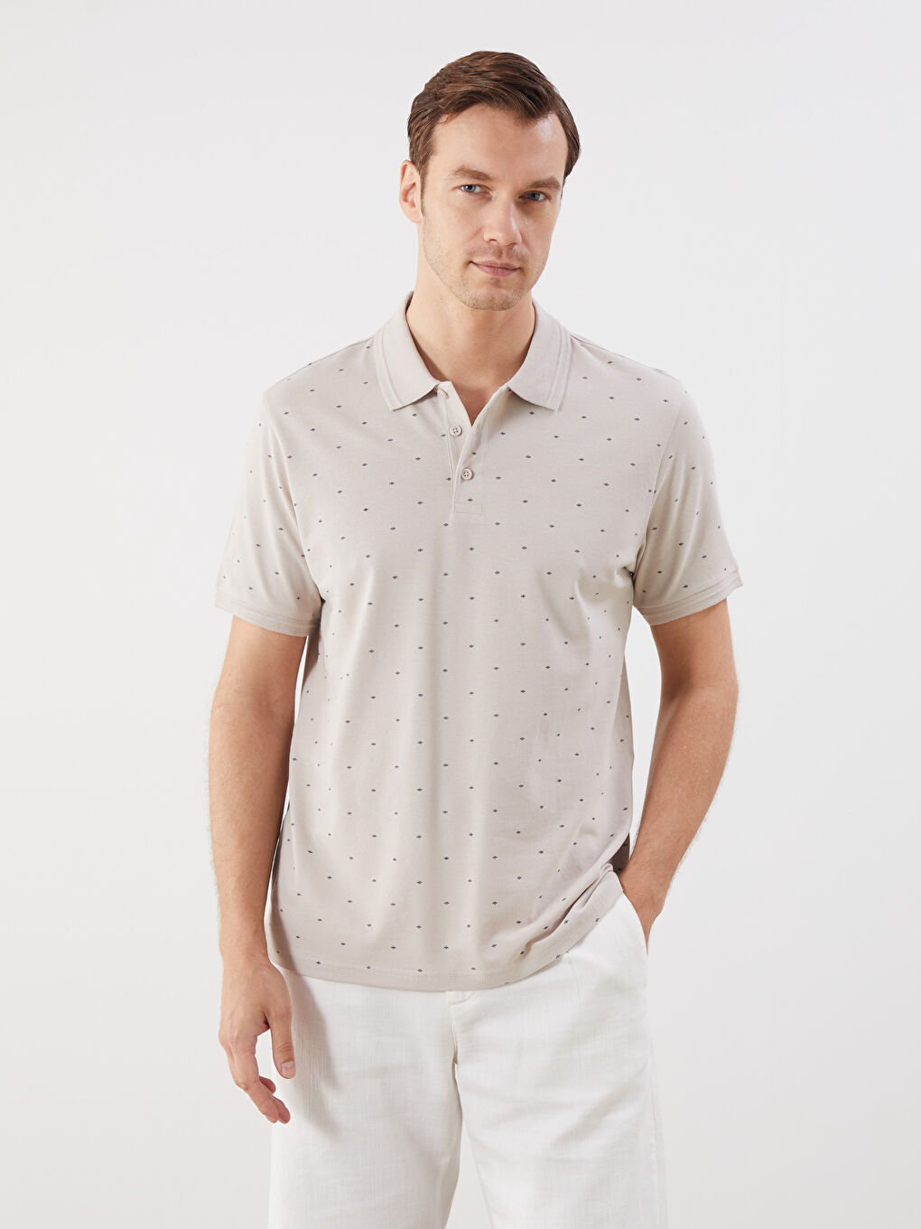 Polo Neck Patterned Pique Men's T-Shirt
