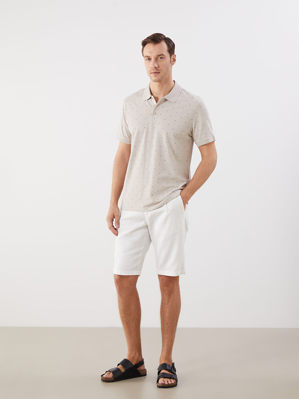 Polo Neck Patterned Pique Men's T-Shirt-1