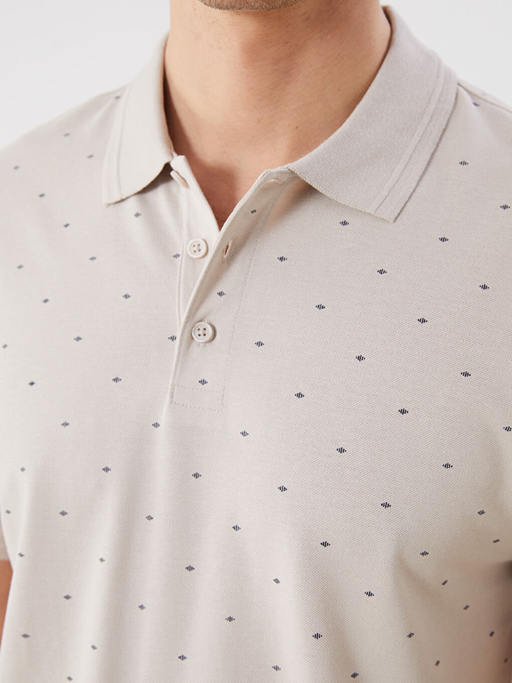 Polo Neck Patterned Pique Men's T-Shirt-2