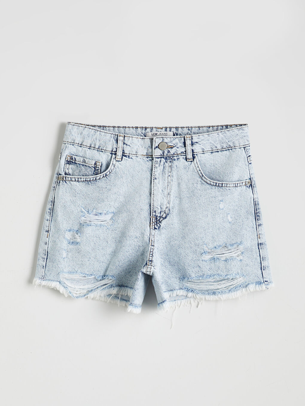Standard Fit Ripped Detail Women's Denim Shorts -S5JG31Z8-311