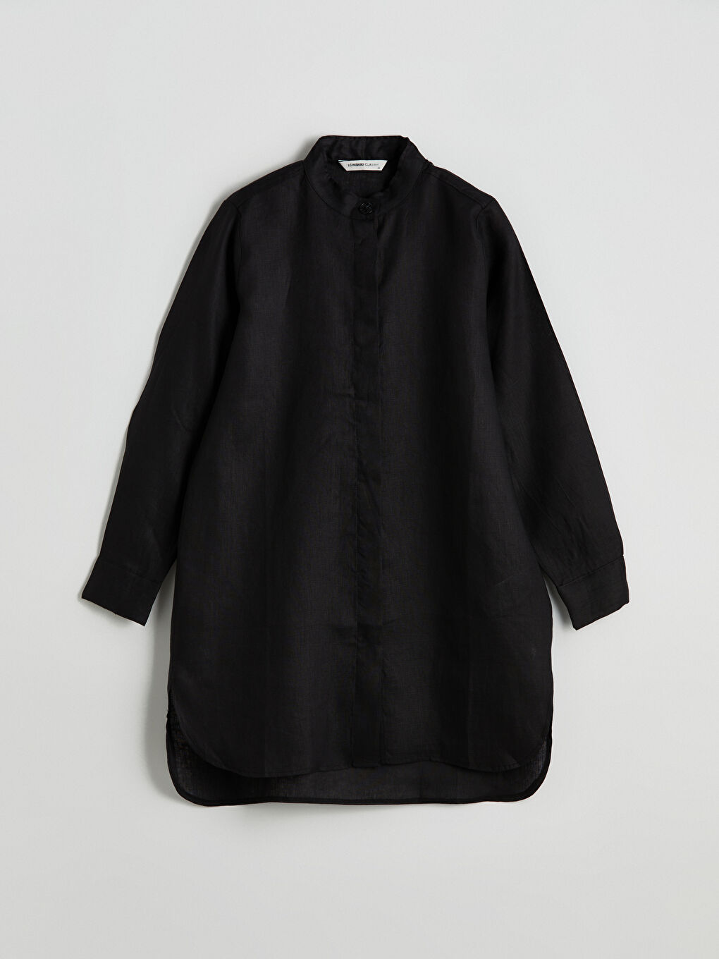 Grandad Collar Linen Women's Shirt Tunic -S5JG35Z8-CVL