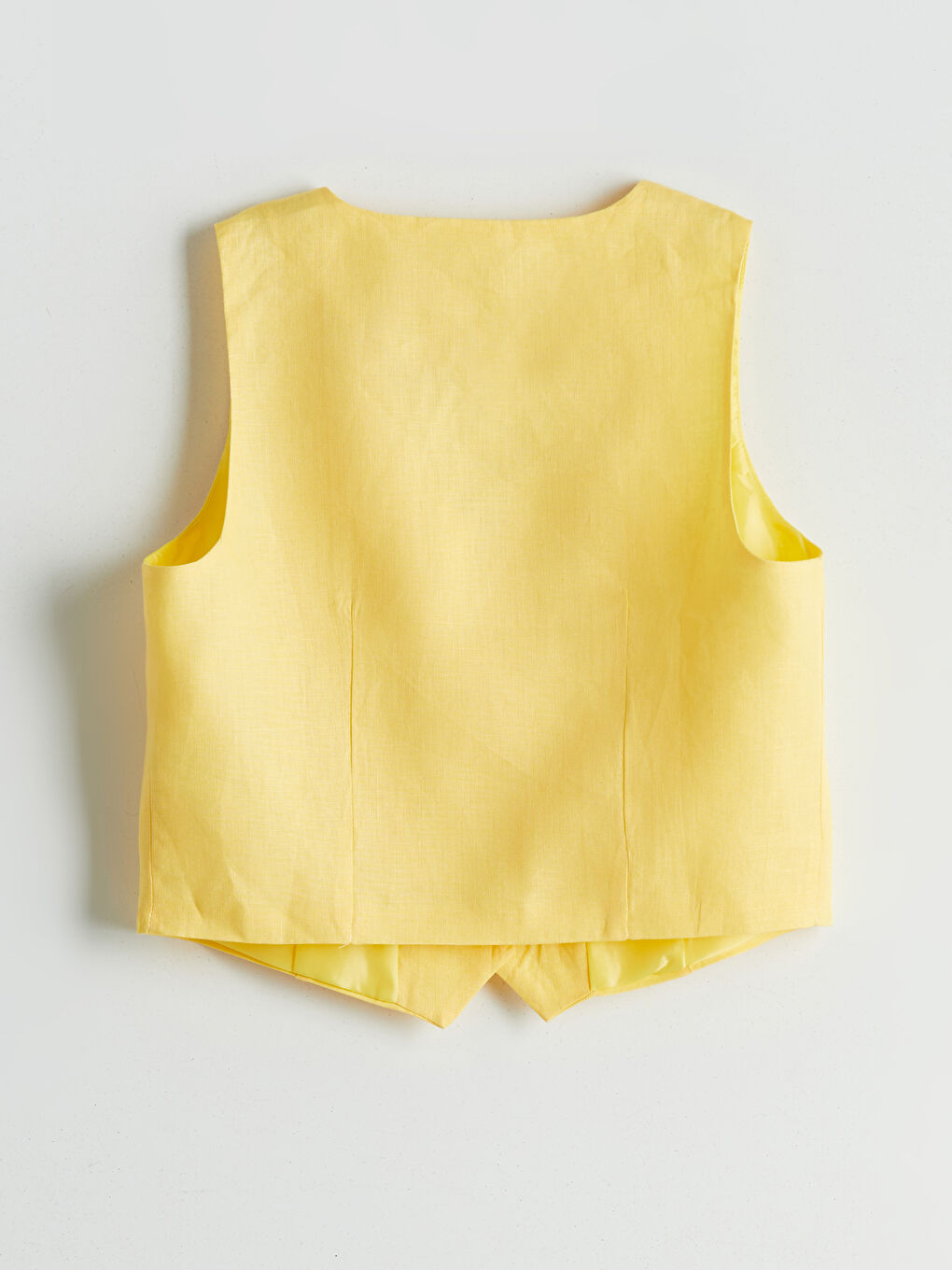 V Neck Linen Crop Women's Classic Waistcoat -S5JG42Z8-FTT