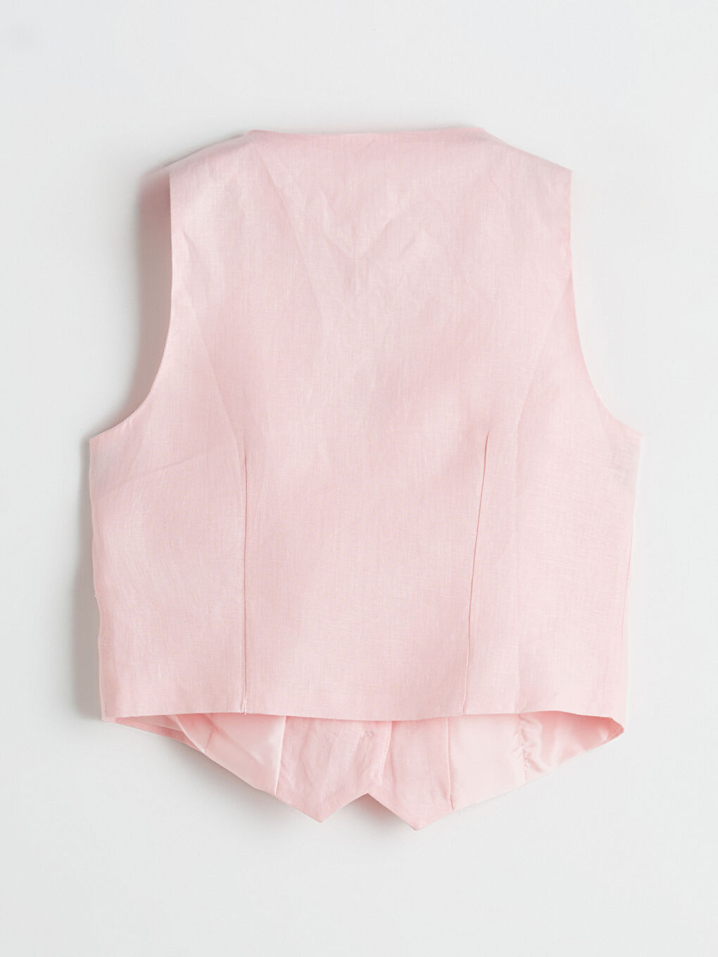 V Neck Linen Crop Women's Classic Waistcoat -S5JG42Z8-QX9