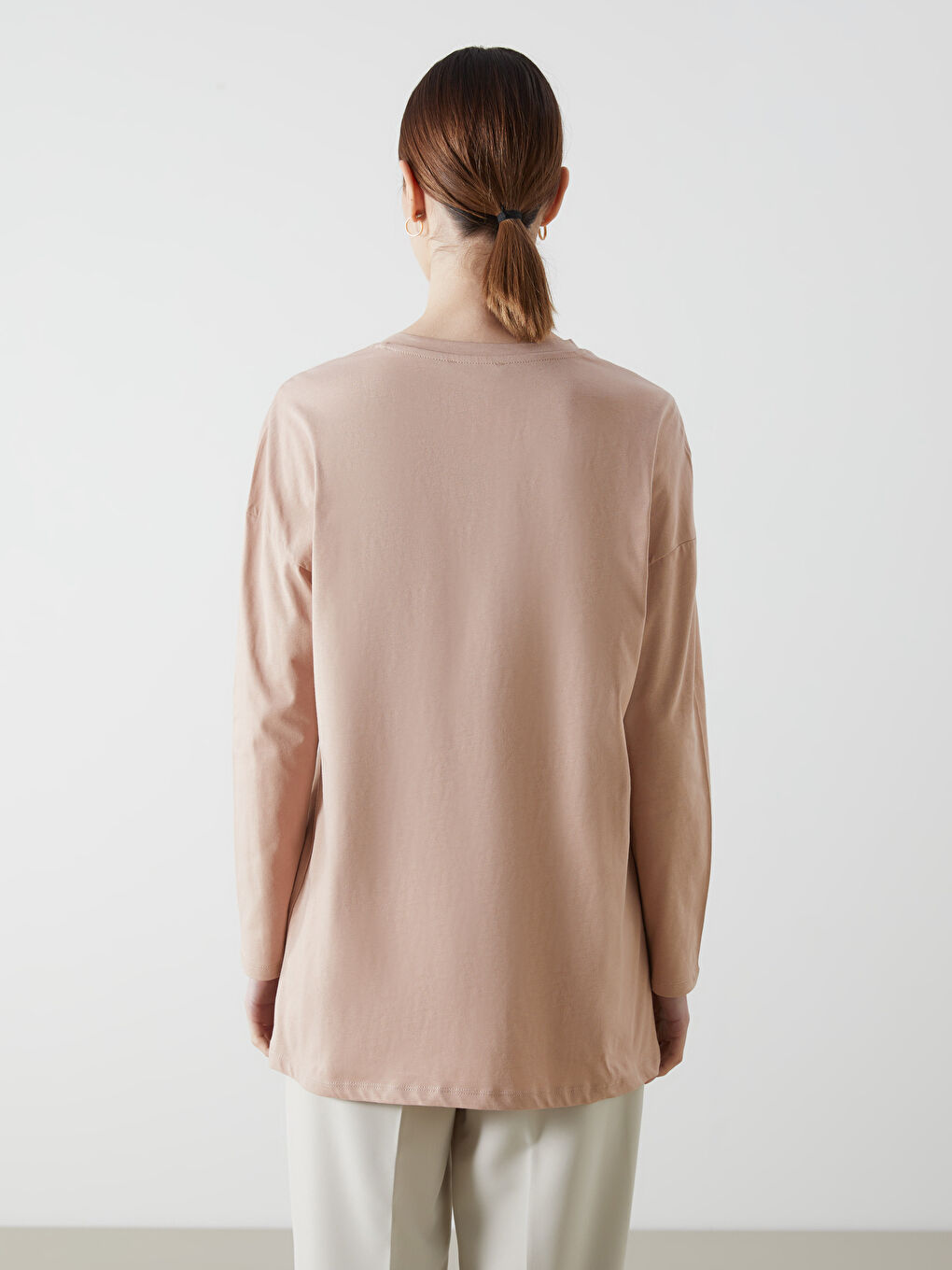 Kahverengi Bisiklet Yaka Baskılı Kadın Tunik-3