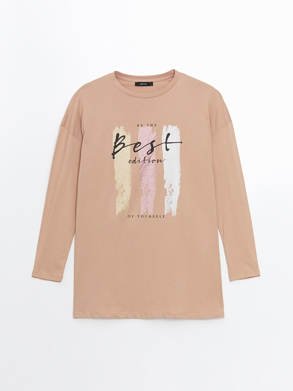 Kahverengi Bisiklet Yaka Baskılı Kadın Tunik-4