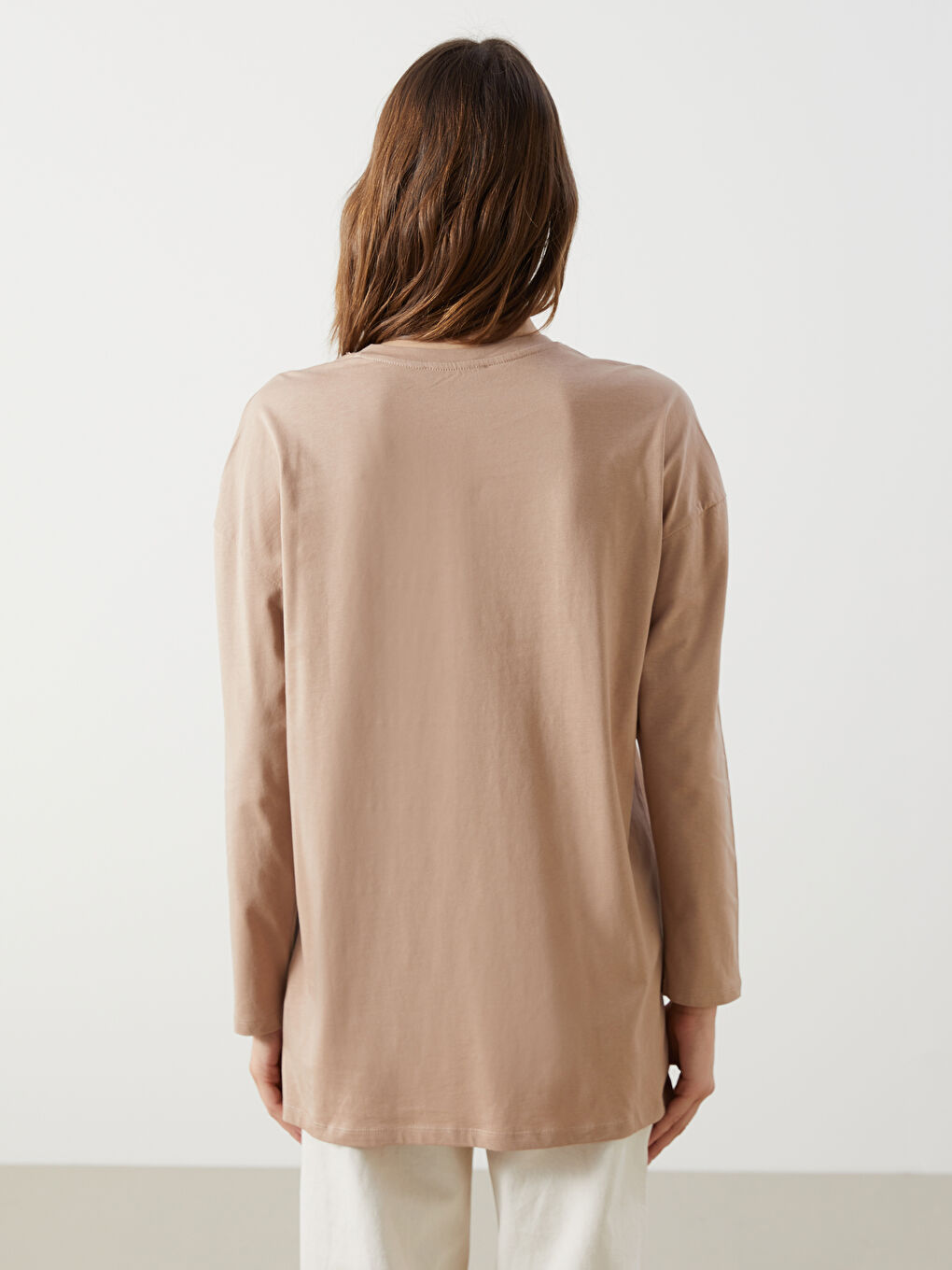 Kahverengi Bisiklet Yaka Desenli Kadın Tunik-3