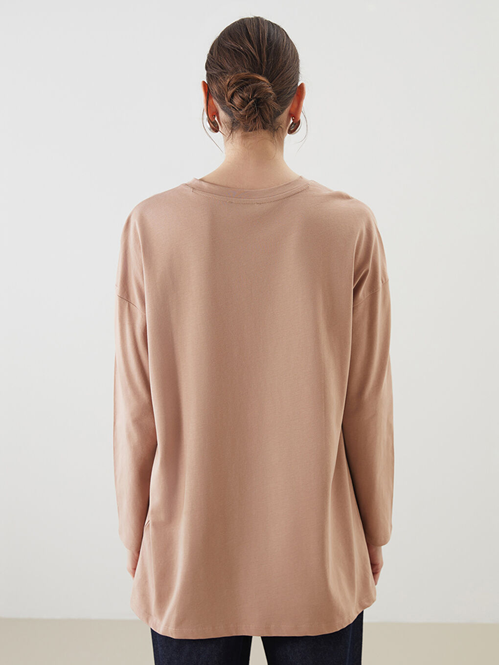 LCW ECO Kahverengi Bisiklet Yaka Baskılı Kadın Tunik - 3