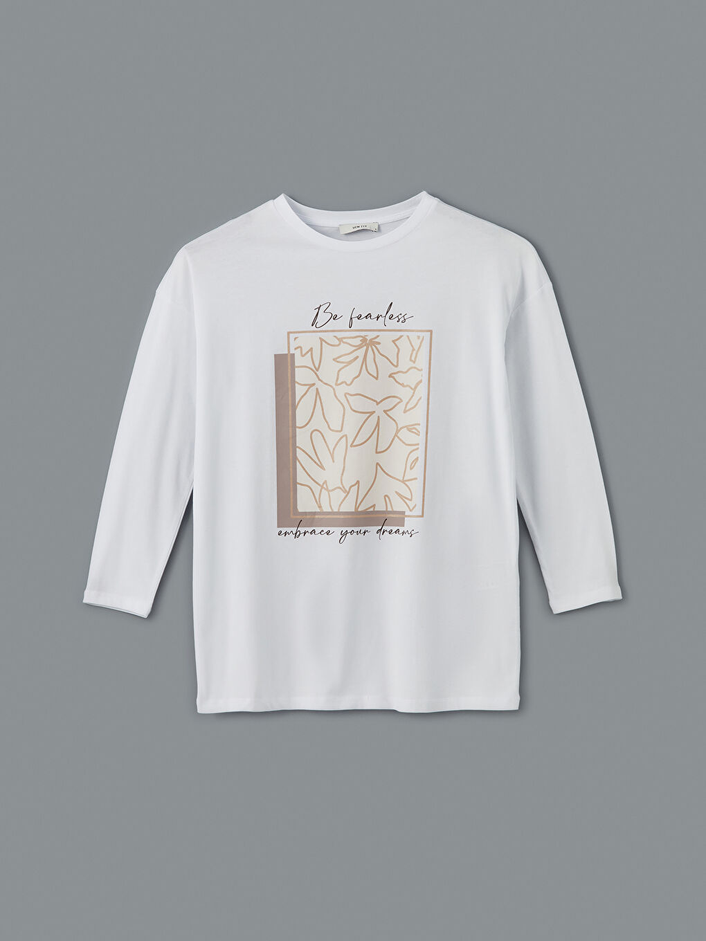 Beyaz Bisiklet Yaka Baskılı Kadın Tunik-4