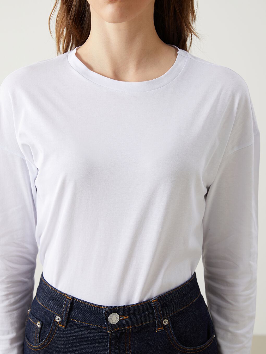 Beyaz Bisiklet Yaka Kadın Tunik-2