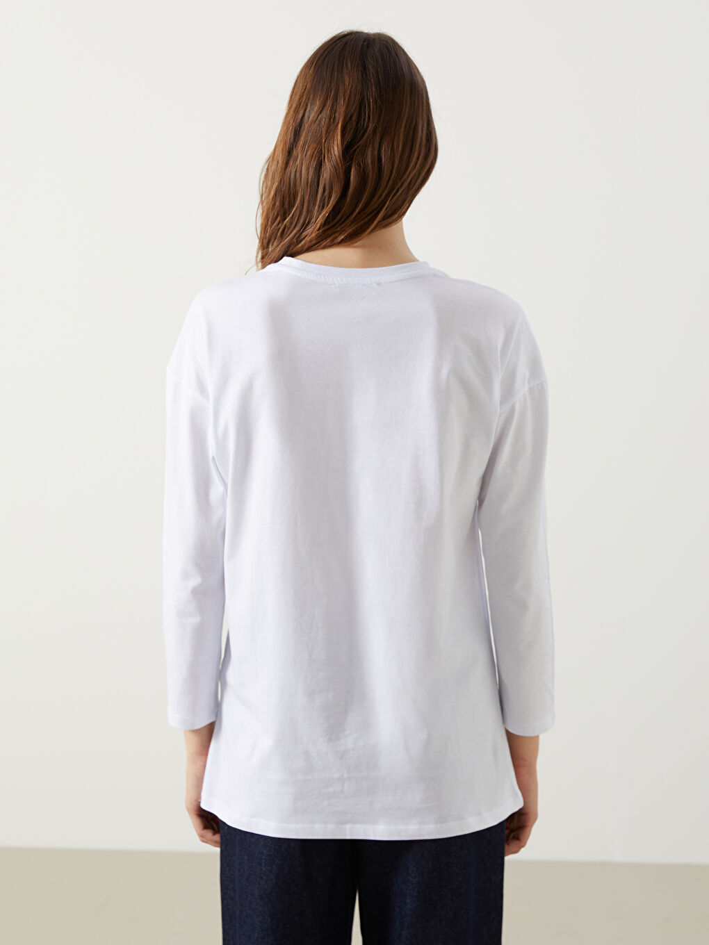 Beyaz Bisiklet Yaka Kadın Tunik-3