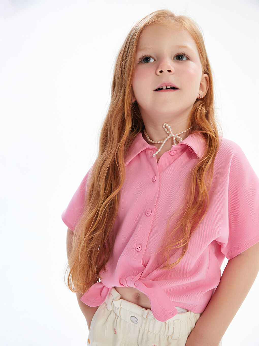 LCW Kids Short Sleeve Basic Girls' Shirt -S5JG77Z1-FNL