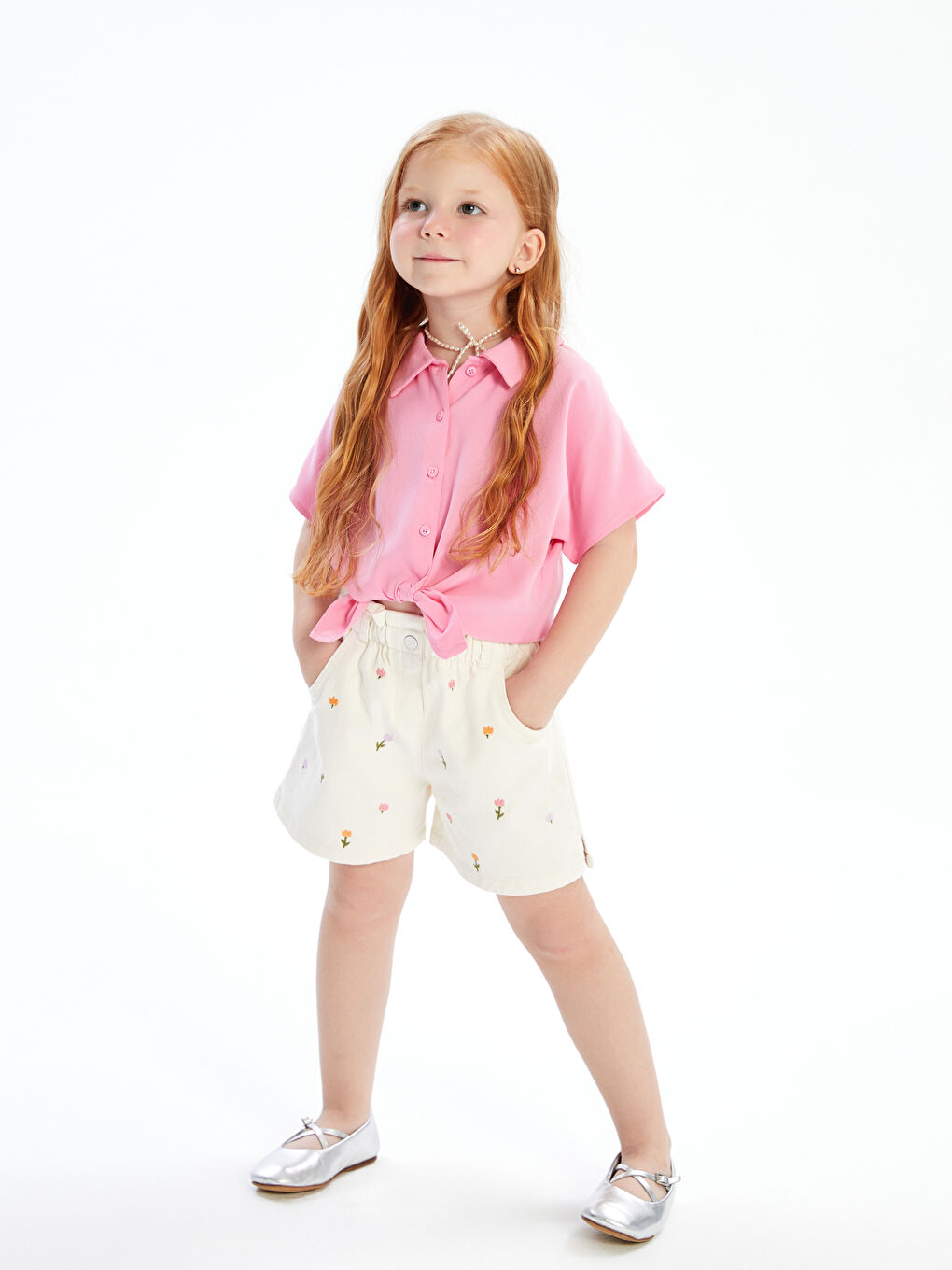 LCW Kids Short Sleeve Basic Girls' Shirt -S5JG77Z1-FNL