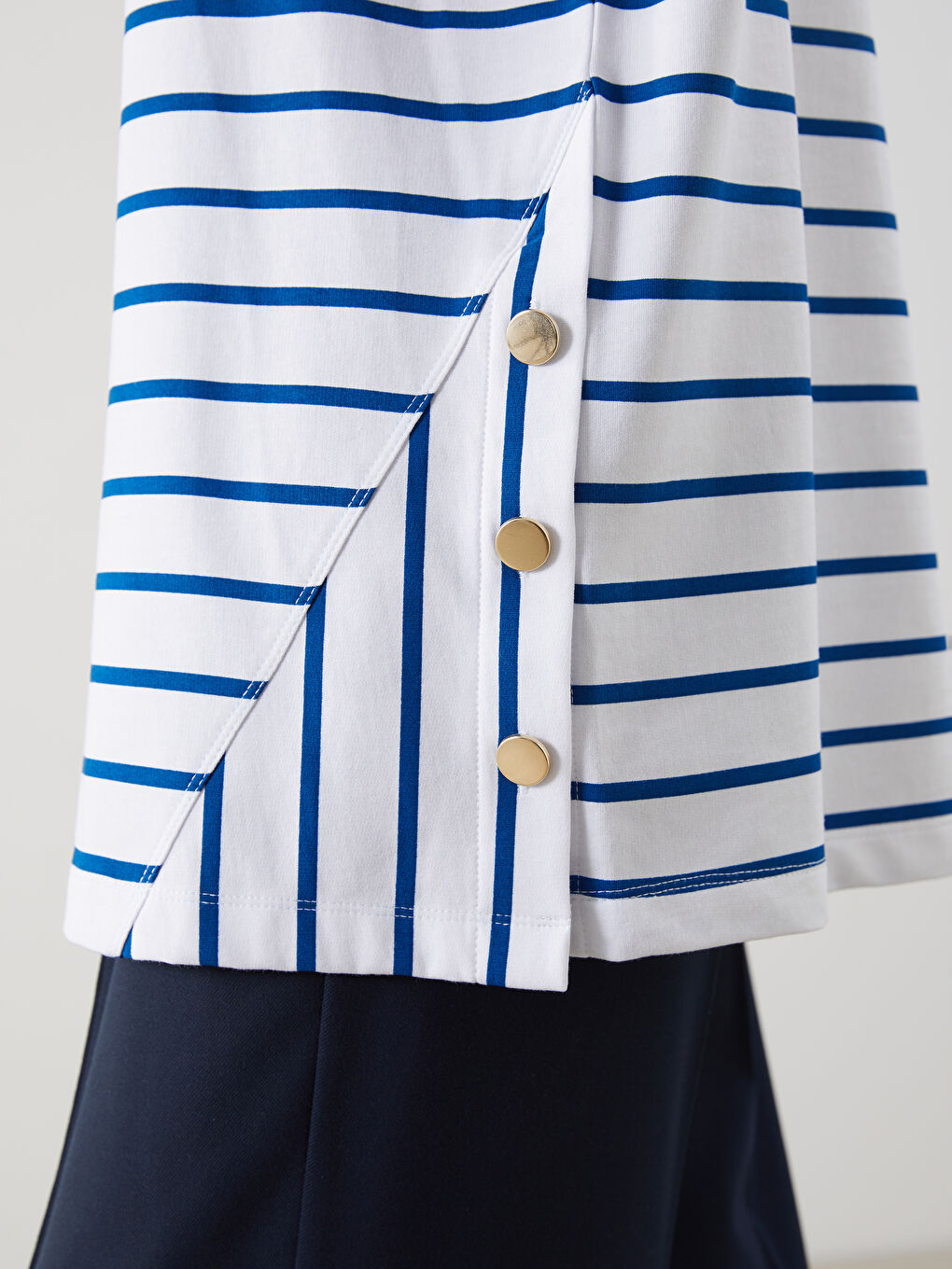 LCW Modest Crew Neck Striped Women's Sweatshirt Tunic -S5JG82Z8-LEN