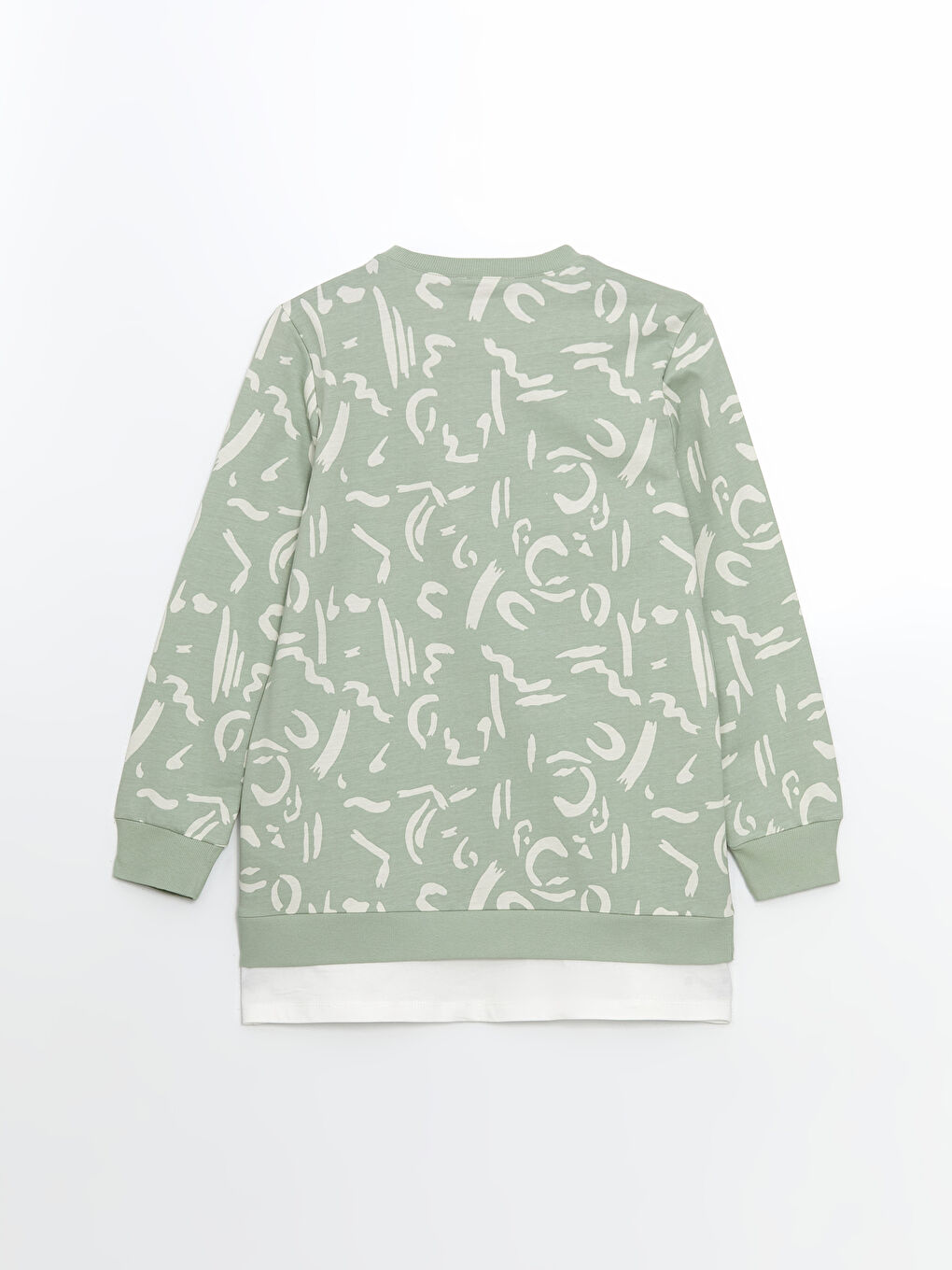 LCW Modest Yeşil Bisiklet Yaka Desenli Kadın Sweatshirt Tunik - 5