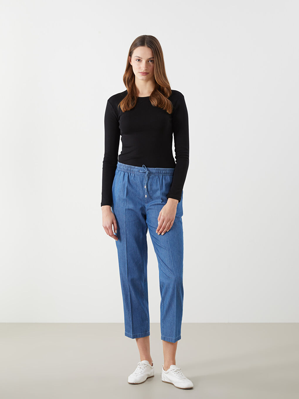 Elastic Waist Carrot Fit Women's Jean Trousers -S5JG94Z8-563