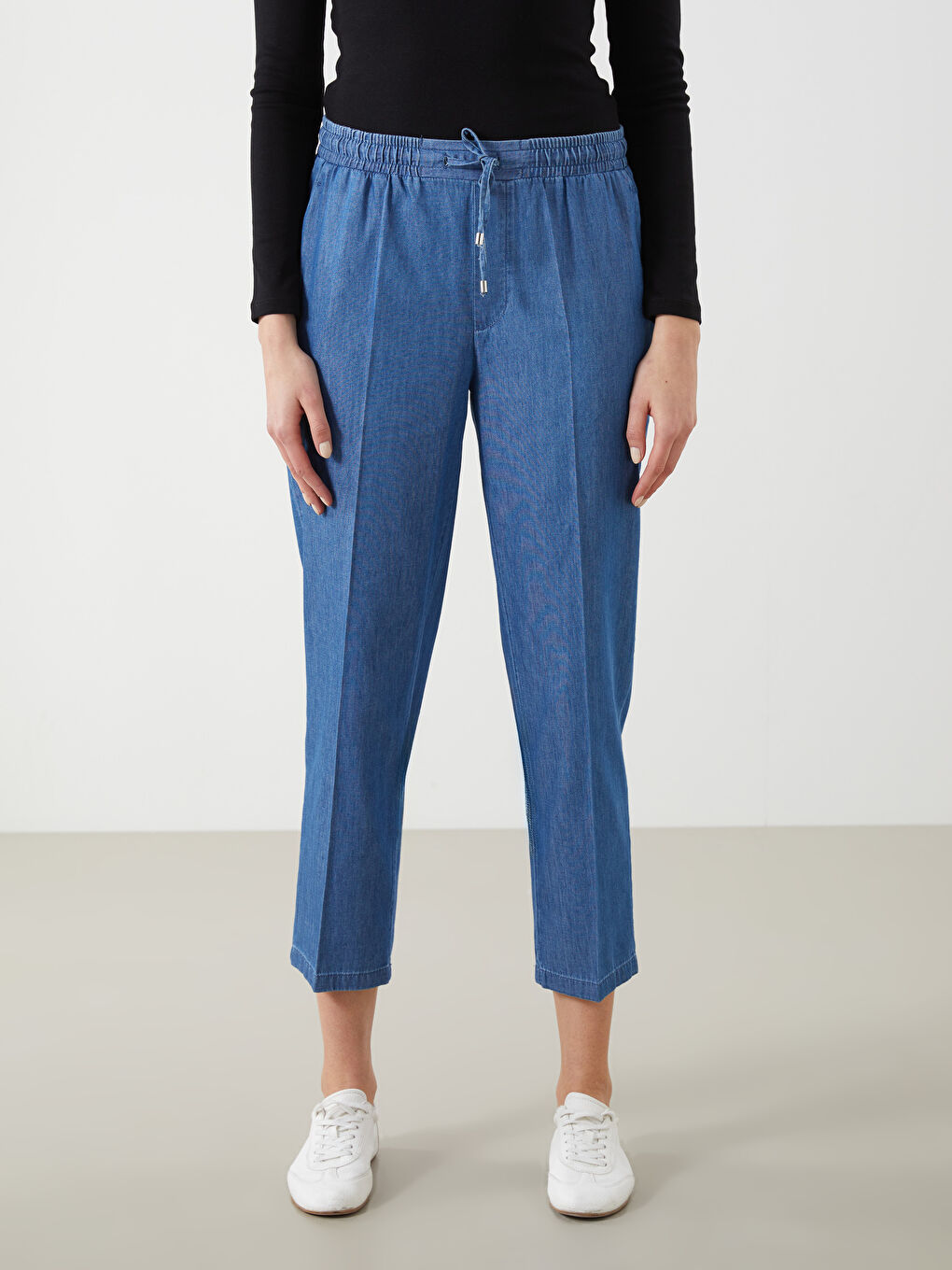 Elastic Waist Carrot Fit Women's Jean Trousers -S5JG94Z8-563