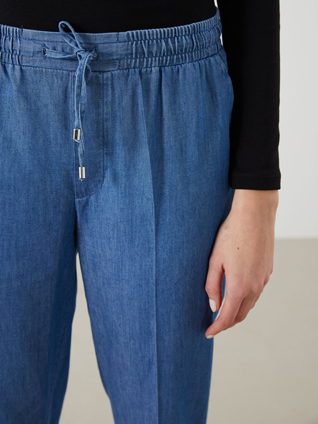Elastic Waist Carrot Fit Women's Jean Trousers -S5JG94Z8-563