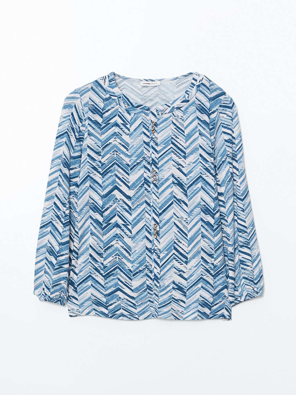 Crew Neck Patterned Women's Blouse -S5JH12Z8-LSJ