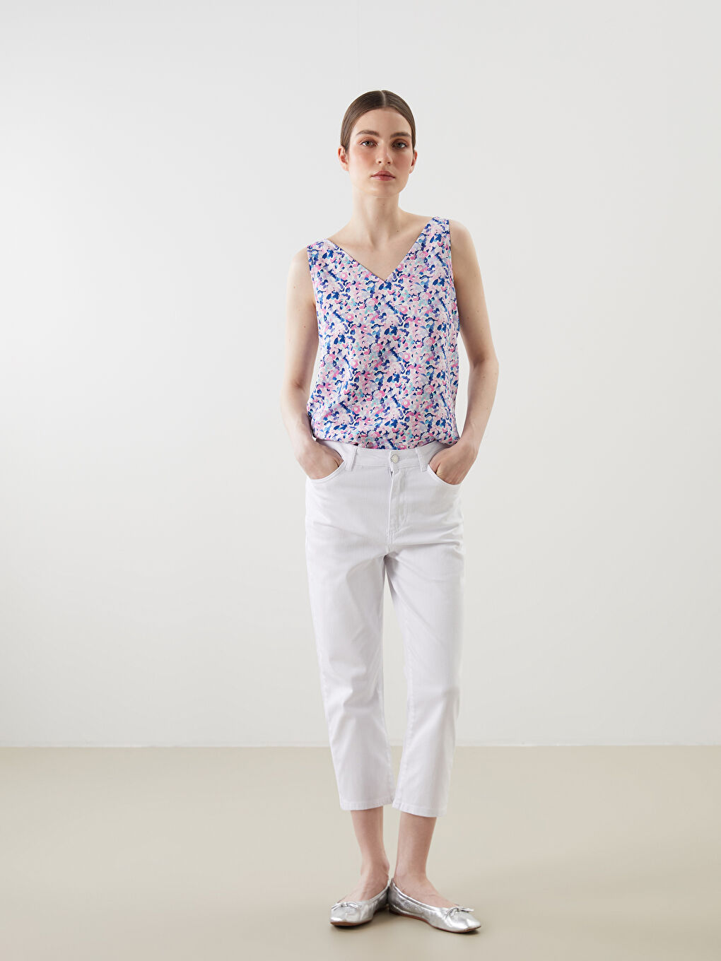 Beyaz Slim Fit Kadın Jean Pantolon