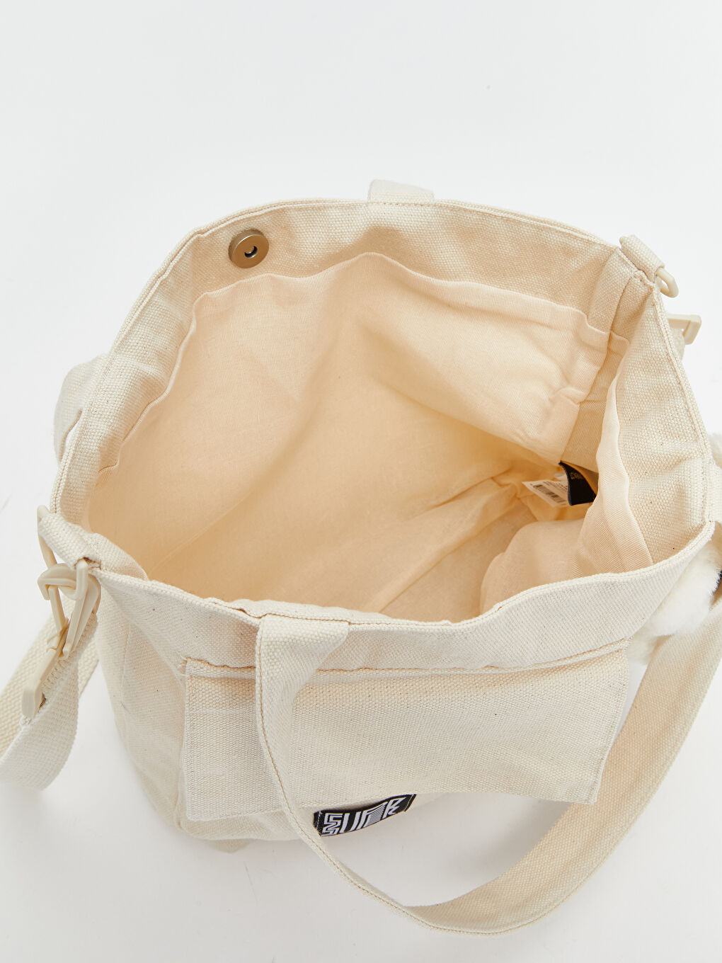 Ekru Pelüş Oyuncak Detaylı Kız Çocuk Omuz Çantası-2