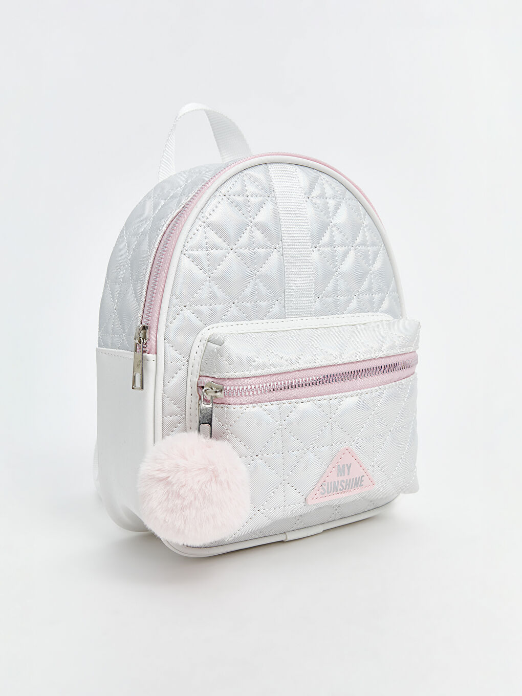 LCW ACCESSORIES Beyaz Ponpon Detaylı Kız Çocuk Sırt Çantası