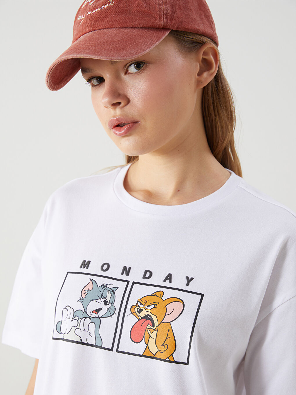 Crew Neck Tom and Jerry Printed Women's T-Shirt -S5JH68Z8-Q6K