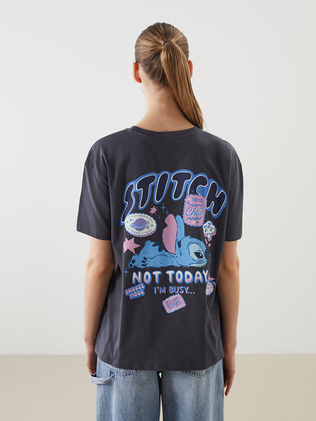 Ženska majica okruglog izreza sa otiskom Lilo & Stitch -S5JH73Z8-VDL