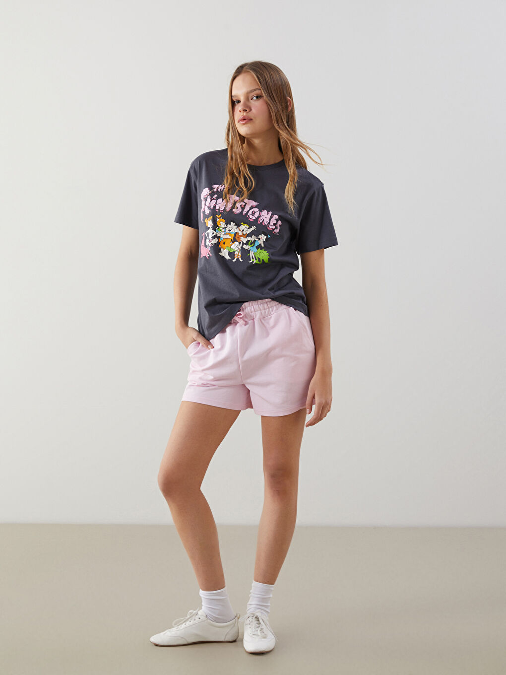 Crew Neck The Flintstones Printed Women's T-Shirt -S5JH78Z8-VDL