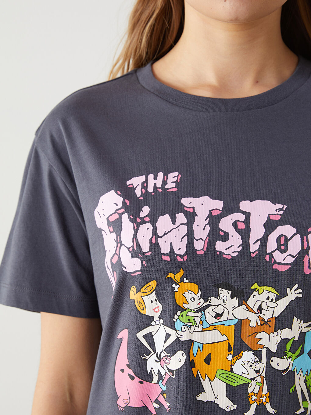 Crew Neck The Flintstones Printed Women's T-Shirt -S5JH78Z8-VDL