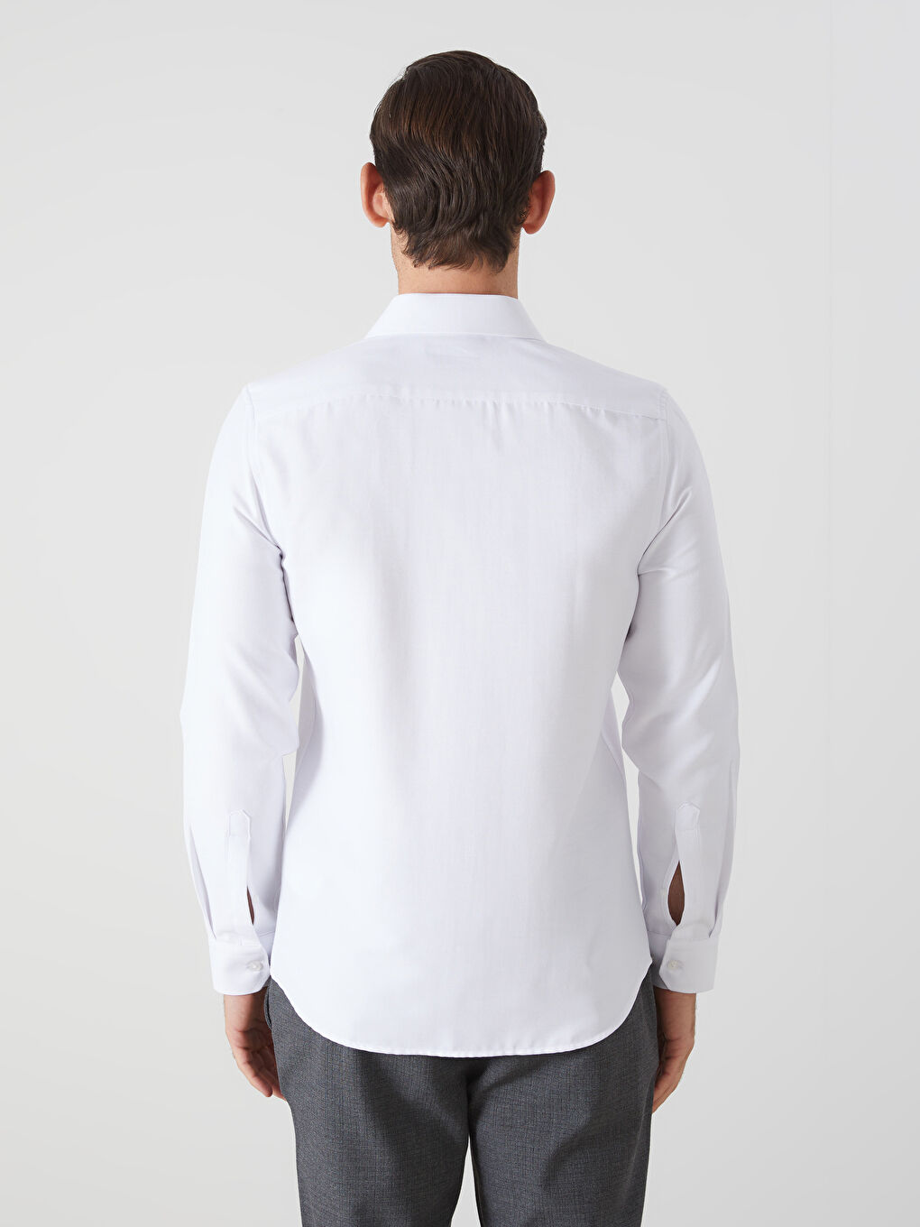 Slim Fit Long Sleeve Oxford Men's Shirt -W50806Z8-Q6K