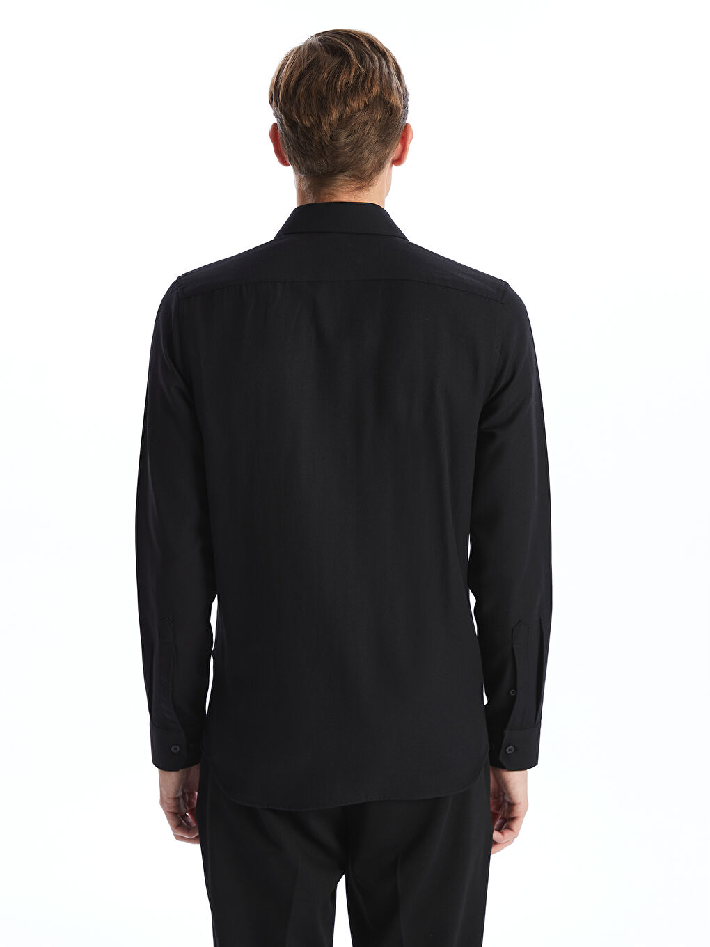 Siyah Slim Fit Uzun Kollu Oxford Erkek Gömlek-7