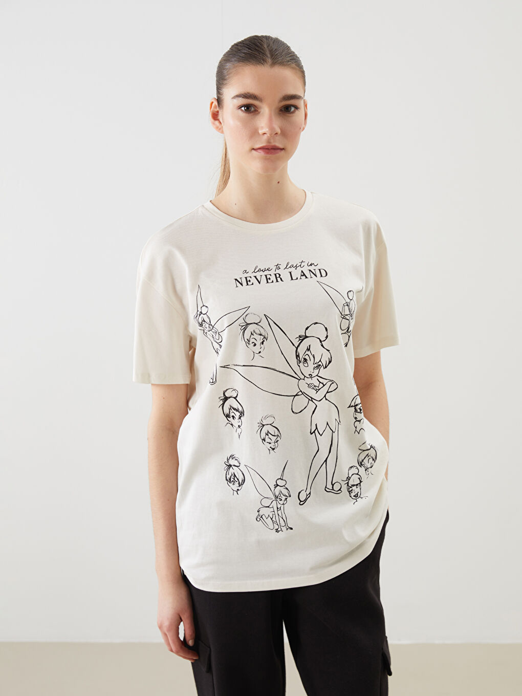 Crew Neck Tinker Bell Printed Women's T-Shirt -S5JH90Z8-YMU