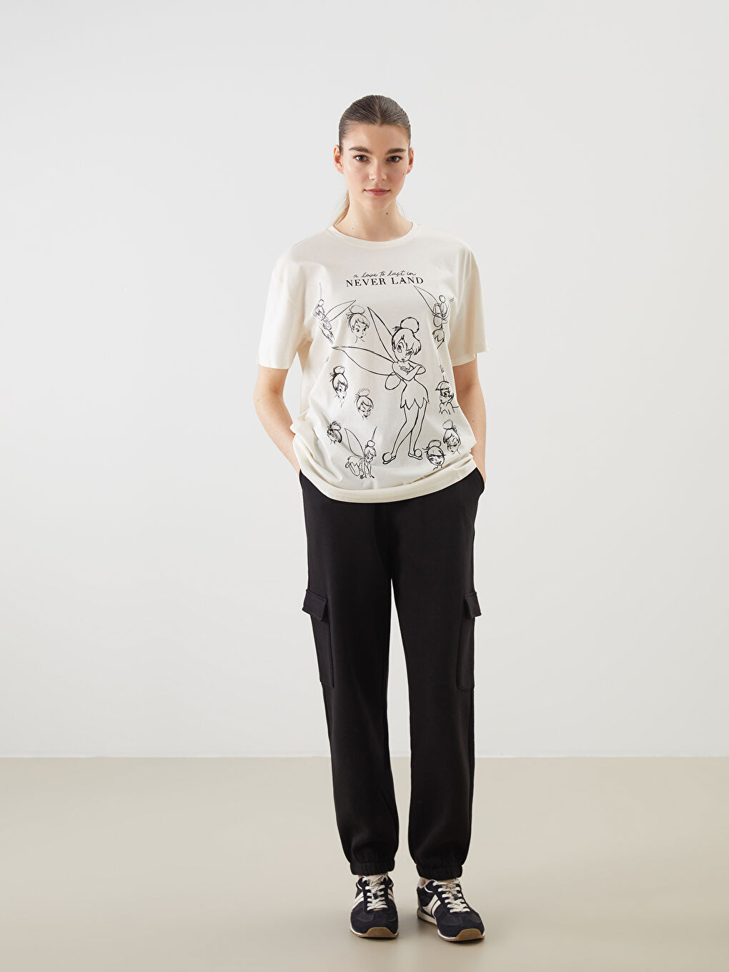 Crew Neck Tinker Bell Printed Women's T-Shirt -S5JH90Z8-YMU