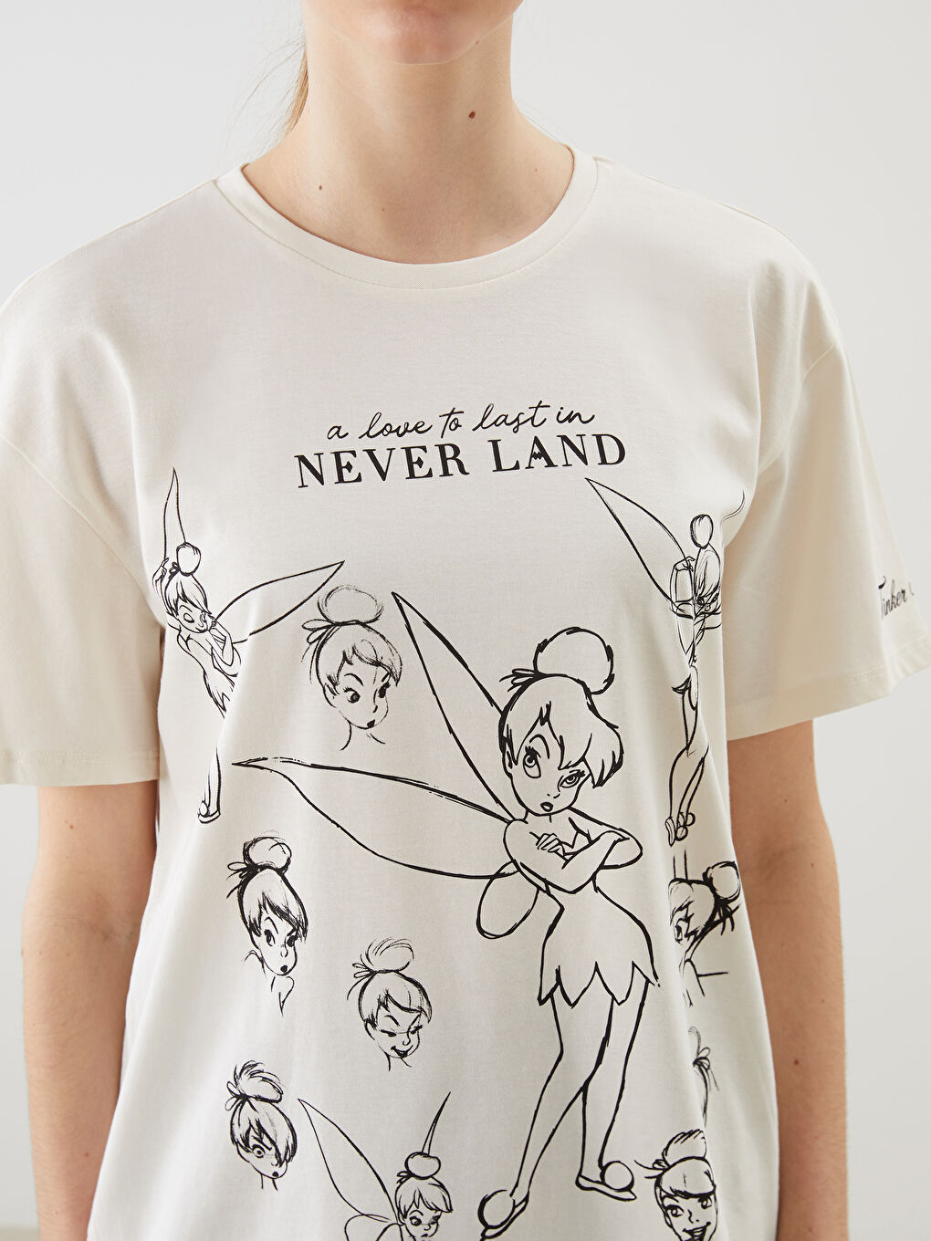 Crew Neck Tinker Bell Printed Women's T-Shirt -S5JH90Z8-YMU